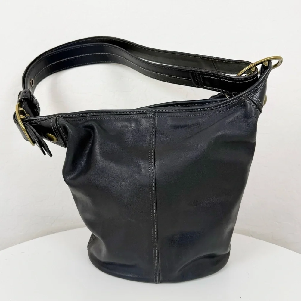 Coach Vintage Bleecker Tattersall Duffle Bucket Bag 11422 Black